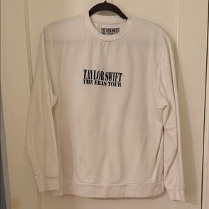 Taylor Swift White Crewneck Sweatshirt with Black Eras Tour Logo
